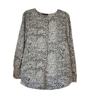 Violet & Claire Black and White Leopard Print Long Sleeve Blouse Size XL